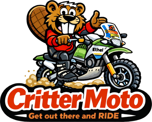 Critter Moto logo, Chris Bragg's adventure motorcycling channel