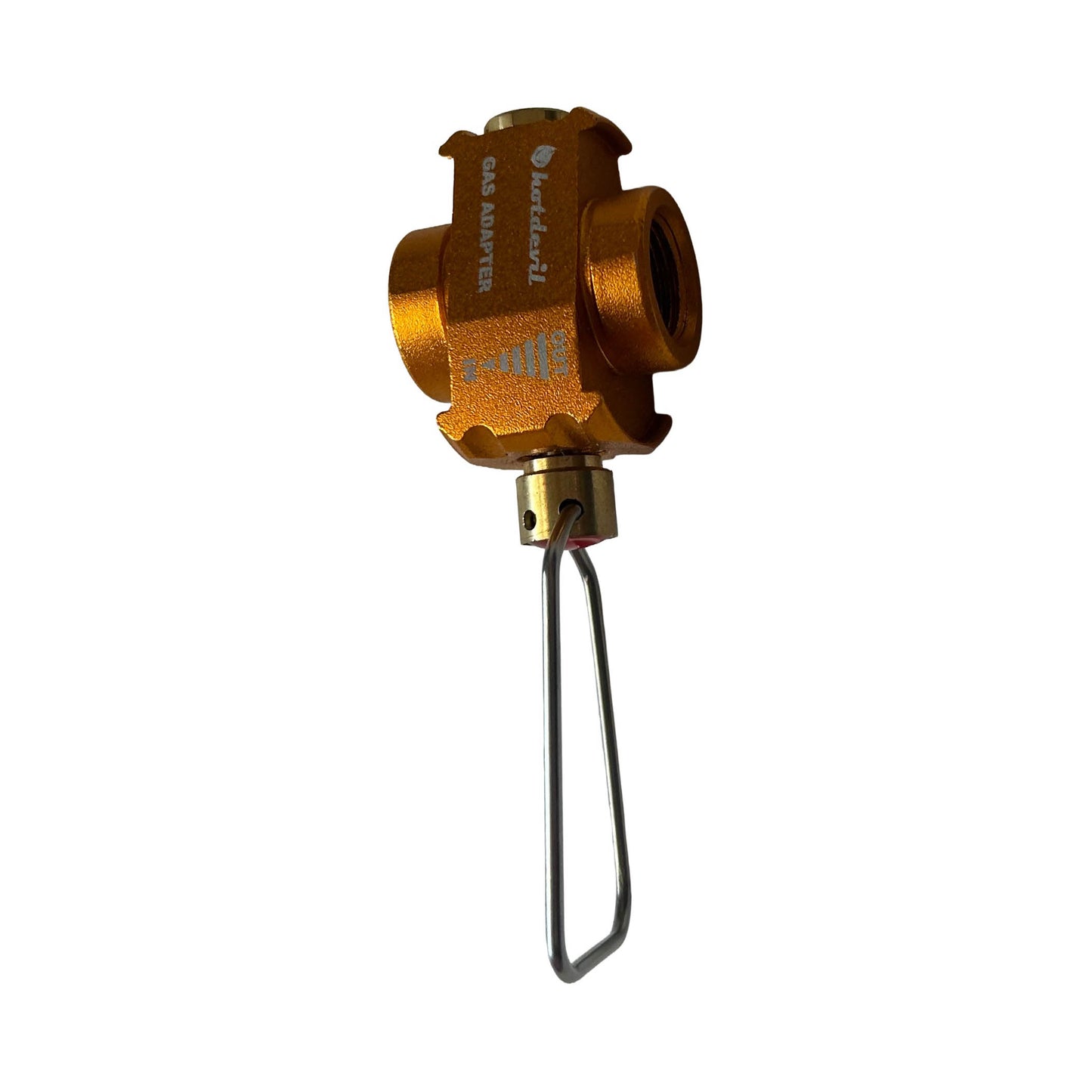Hot Devil gas adapter side view with folding lever