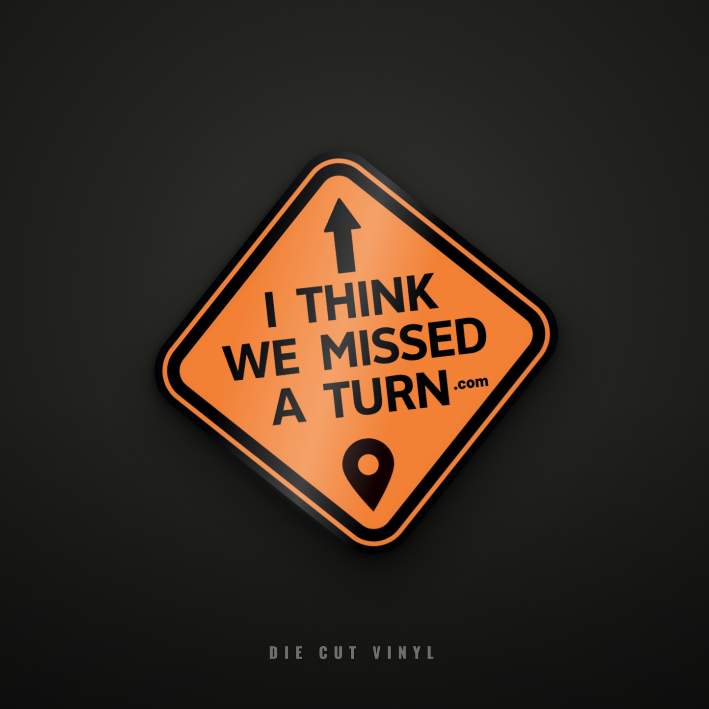 ITWMAT classic die cut vinyl sticker, orange and black diamond road sign logo, point up