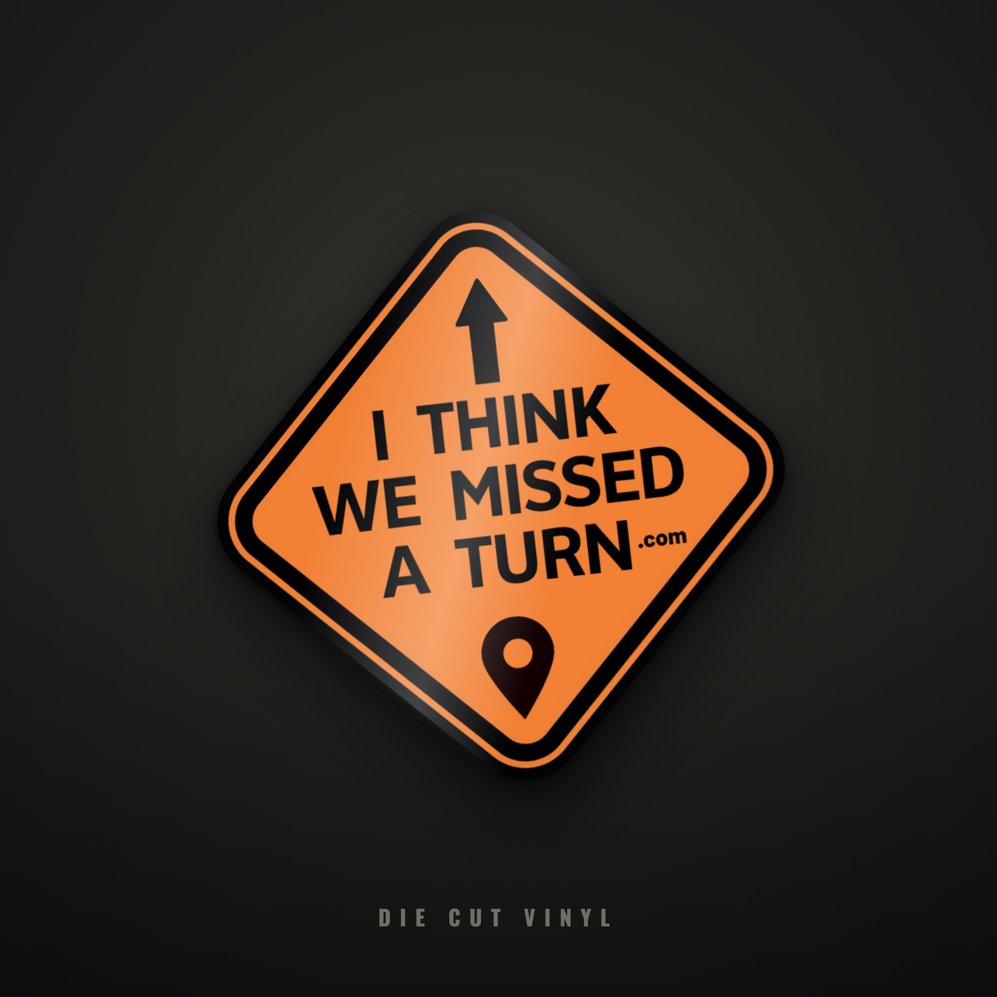 ITWMAT classic die cut vinyl sticker, orange and black diamond road sign logo, point up