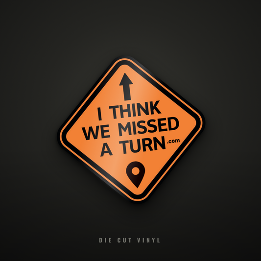 ITWMAT classic die cut vinyl sticker, orange and black diamond road sign logo, point up