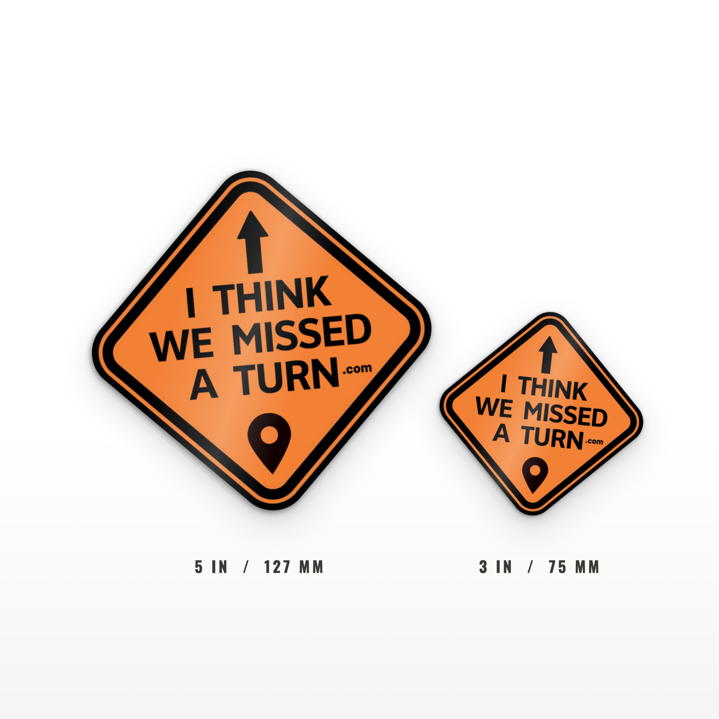 ITWMAT classic logo die cut stickers in 5 inch and 3 inch on a white background