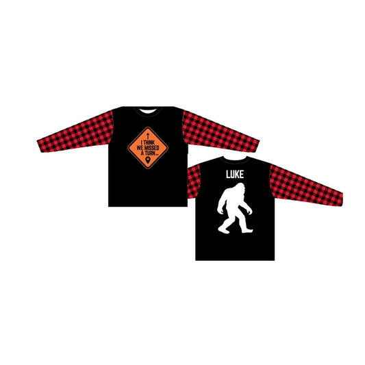 Custom Lumbersquatch ADV Jersey, red plaid sleeves, sasquatch on the back, front and back view
