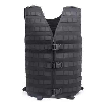 MOLLE tactical vest in black, full webbing front