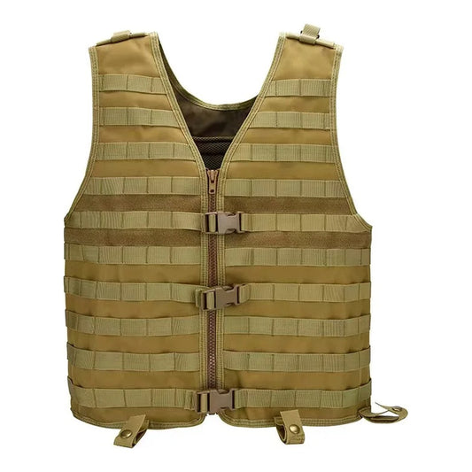 MOLLE tactical vest in khaki, full webbing front
