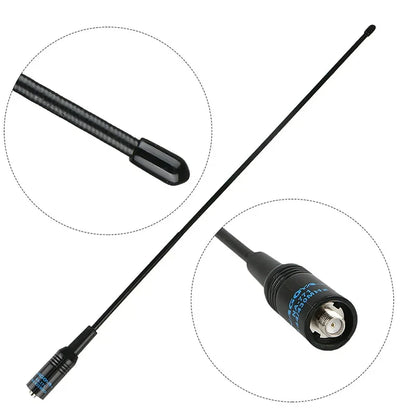 NA-771 dual-band antenna SMA connector and carbon tip close-up detail